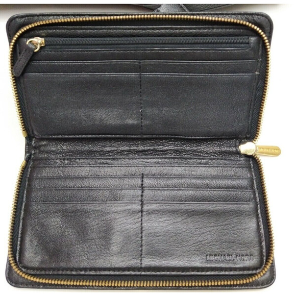 Michael Kors Hamilton Black Leather Satchel Shoulder Bag w/ Matching Wallet - Picture 12 of 13